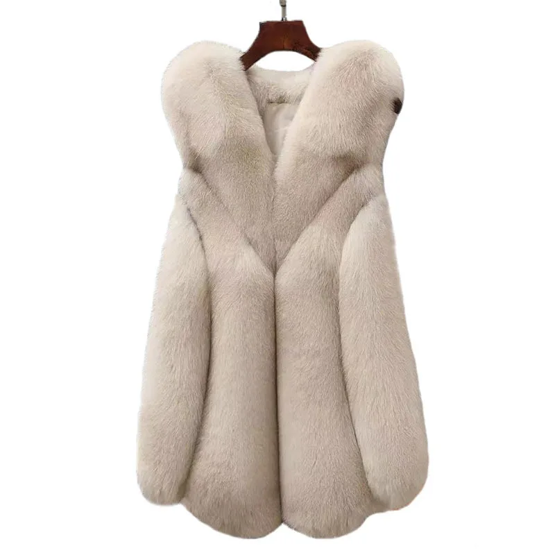 Korean Fashion Women's Fur Coat Autumn and Winter New Fox Fur Loose Large Size Fur Vest Jackets Jaqueta Feminina Inverno