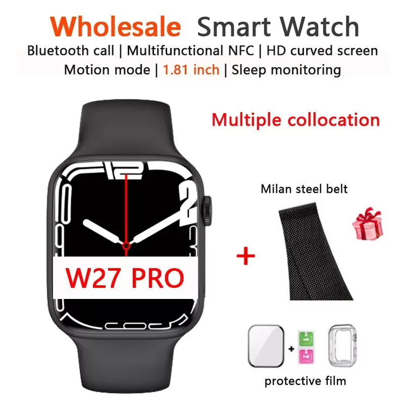 

2022NEW PRO Wholesale NFC Smart Watch IP68 Men Women Sport Smartwatch Wireless Charge Siri Series7 Waterproof fitness PK iwo W37