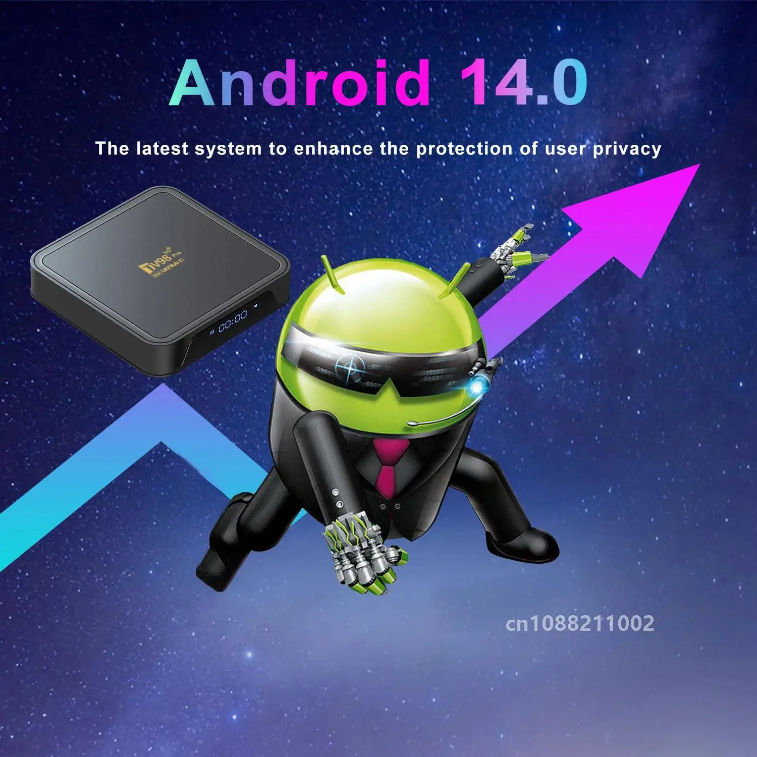 Android 14 TV Box TV98 Pro Allwinner H313 Quad Core 2 ГБ 16 8K 4K Dual Wifi6 BT5.0 Голосовой пульт дистанционного