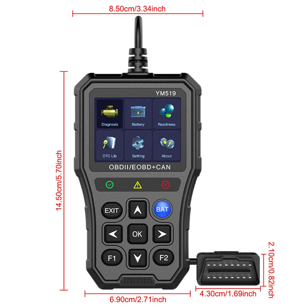 YM519 OBD2 Автомобильный Диагностический Инструмент Многоязычный Тестер Батареи