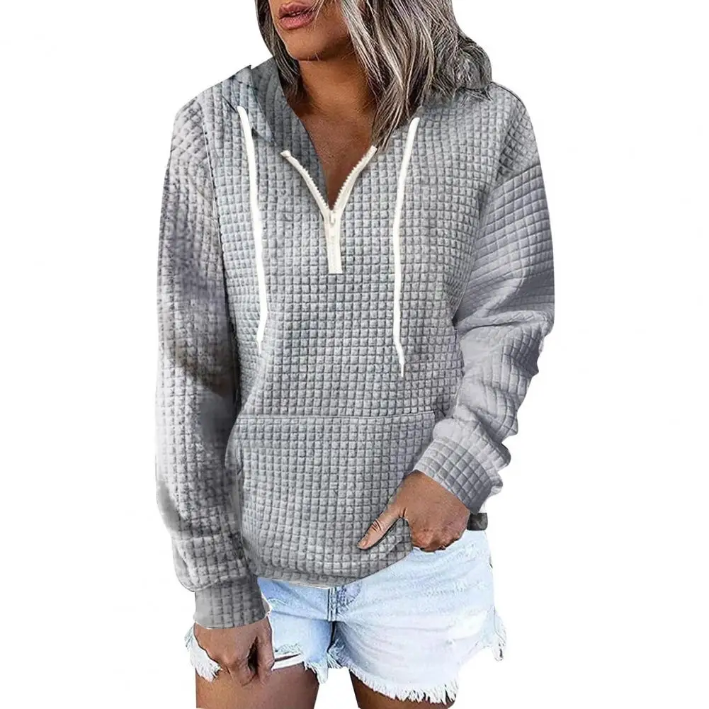

Warm Women Coat Cozy Stylish Women's Fall/winter Hoodie Soft Waffle Texture Loose Fit Convenient Pocket for Casual Comfort Cozy