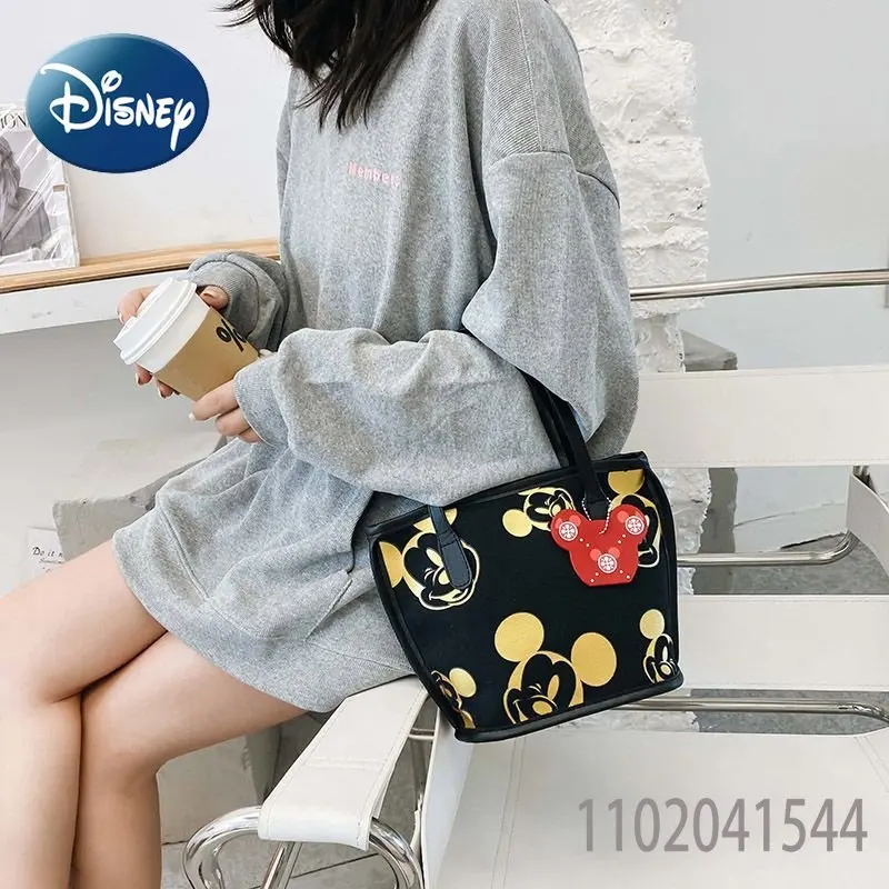 Disney Women's Bag Mickey Mouse Cute Versatile Canvas Bag Crossbody Handbag High Quality Large Capacity Fashion Trend for Girls