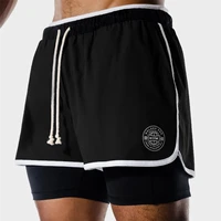 2 in 1 fitness shorts men running quick dry bermuda summer gym bodybuilding crossfit sports clothing 2022 male training bottoms
