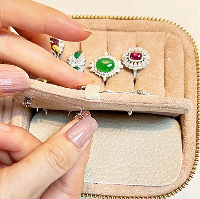 Портативная плюшевая шкатулка для драгоценностей из искусственной кожи