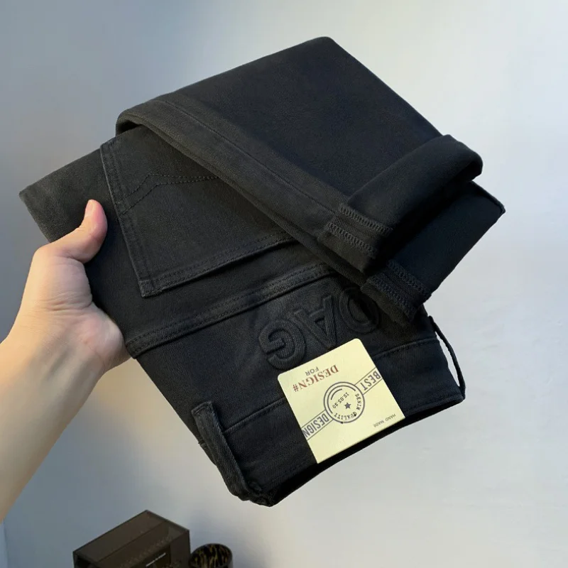 Высококачественные черные джинсы Мужская простая повседневная модная
