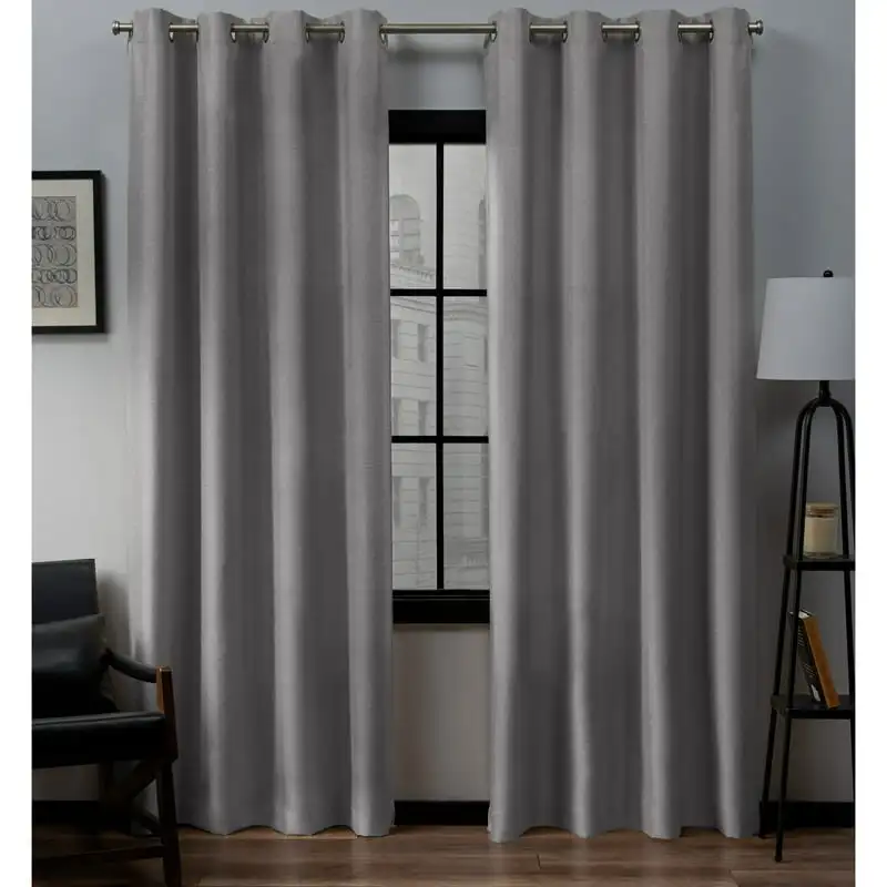 

Stylish Loha 54x96 Black Pearl Linen Grommet Top Curtain Panel Pair, Enhance You Home Deco Now!