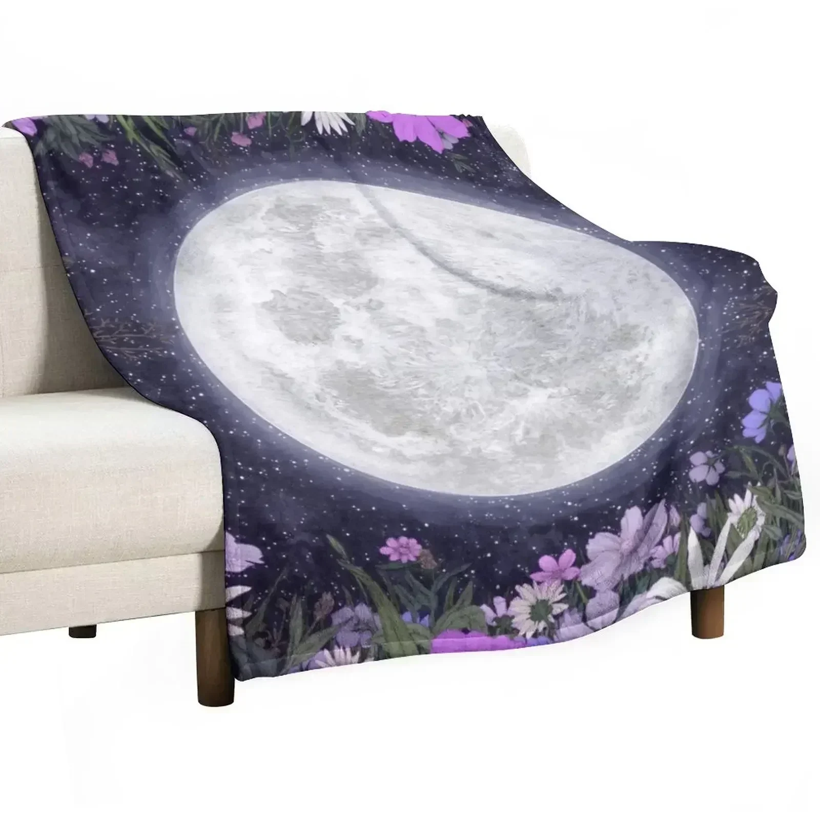 Фото Moon Magic in the Meadow Фиолетовое и розовое одеяло Теплые термоодеяла для кемпинга №1