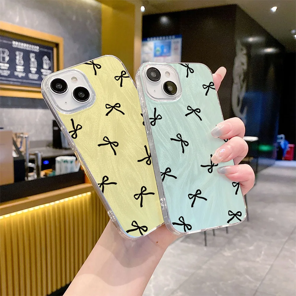 Цветной чехол для телефона с бантом и лазерным перьевым принтом iPhone 7 8 XS MAX XR X 11 12 13