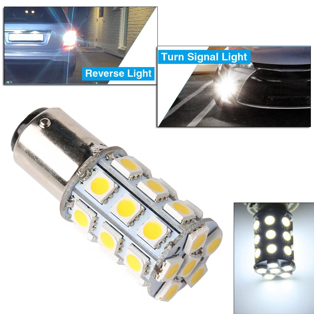 

Сменные белые светодиодсветодиодный лампы 27-SMD BA15D для салона автомобиля, лодки, 1004, 1076, 1142, универсальные