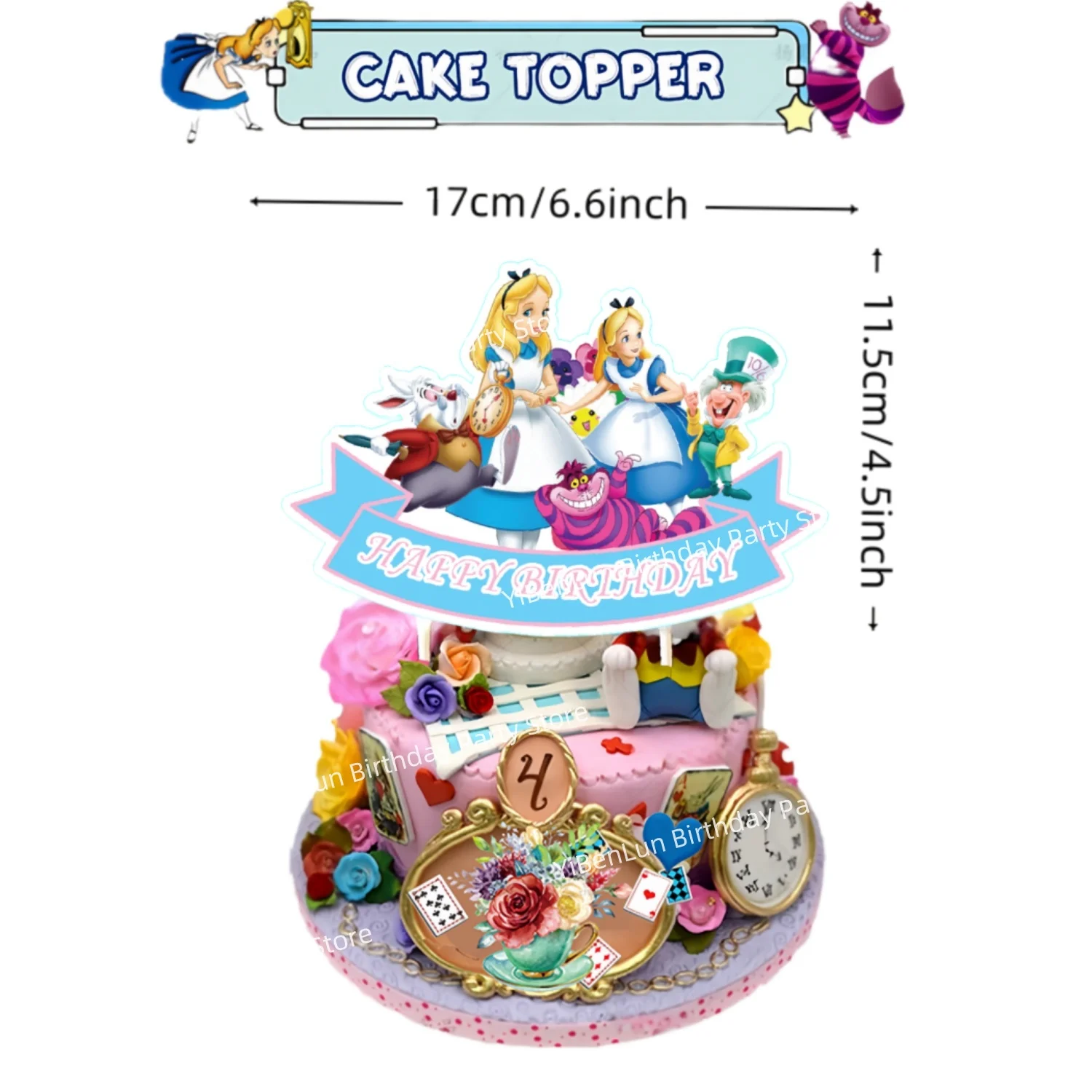 

Дисней Алиса в стране чудес украшение для торта Декор для дня рождения Алиса Топпер для торта Кекс Топпер для детского душа сувениры для вечеринок для девочек