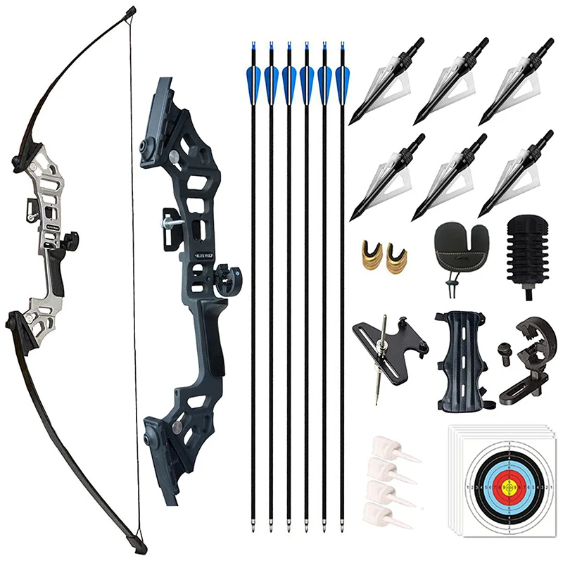 

30/40/50 Pound Archery 51 Inch Recurve Bow and Arrow Set Adult Metal Riser Longbow Kit for Beginners Outdoor Hunting Shooting