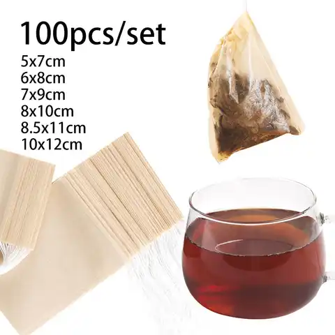 100 шт./лот многоразмерный бумажный мешок для фильтрации кофе, вытяжной веревочный чайный пакетик, одноразовый чайный мешок, маленький фильт...