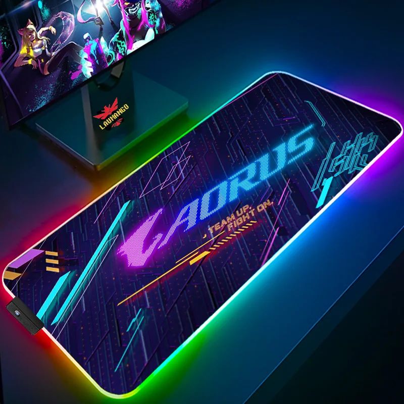

Gaming Mouse Pad RGB Aorus Rubber Keyboard Extended Backlit Gamer Computer Mause Large Pc Girl Cabinet Kawaii Accessories Anime