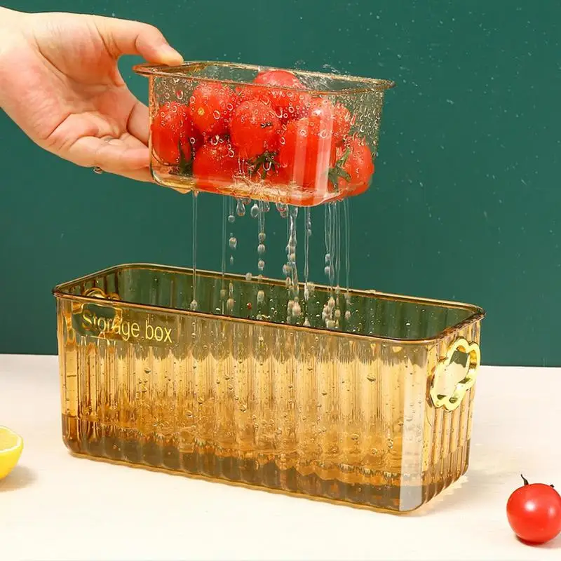 

Двухслойная сливная корзина, термостойкая фоточаша для фруктов для столешницы, многофункциональное фотографическое ситечко