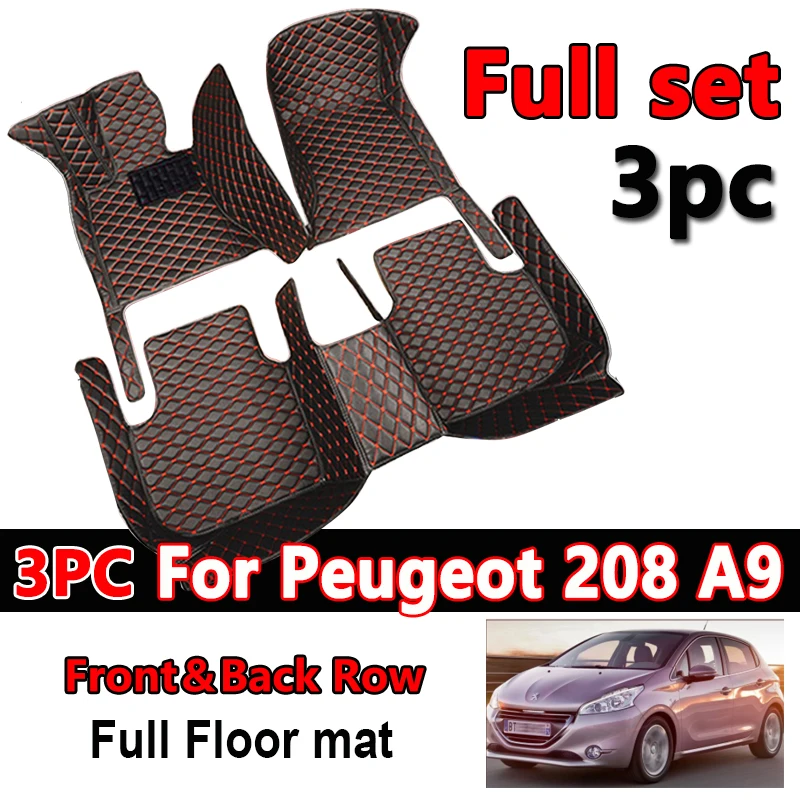 

Автомобильные коврики для Peugeot 208 A9 2012 ~ 2018, роскошные кожаные коврики, прочные коврики, комплект противогрязных ковриков, автомобильные аксе...