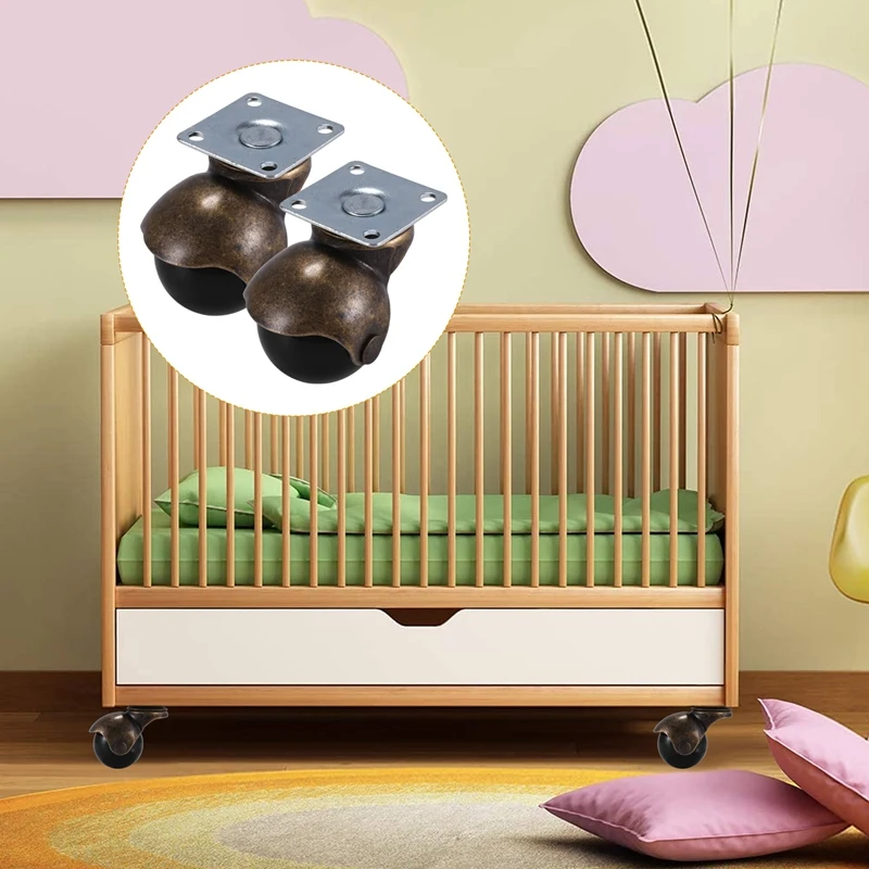 [4 шт.] Поворотные шариковые колеса с капюшоном и верхней пластиной античная