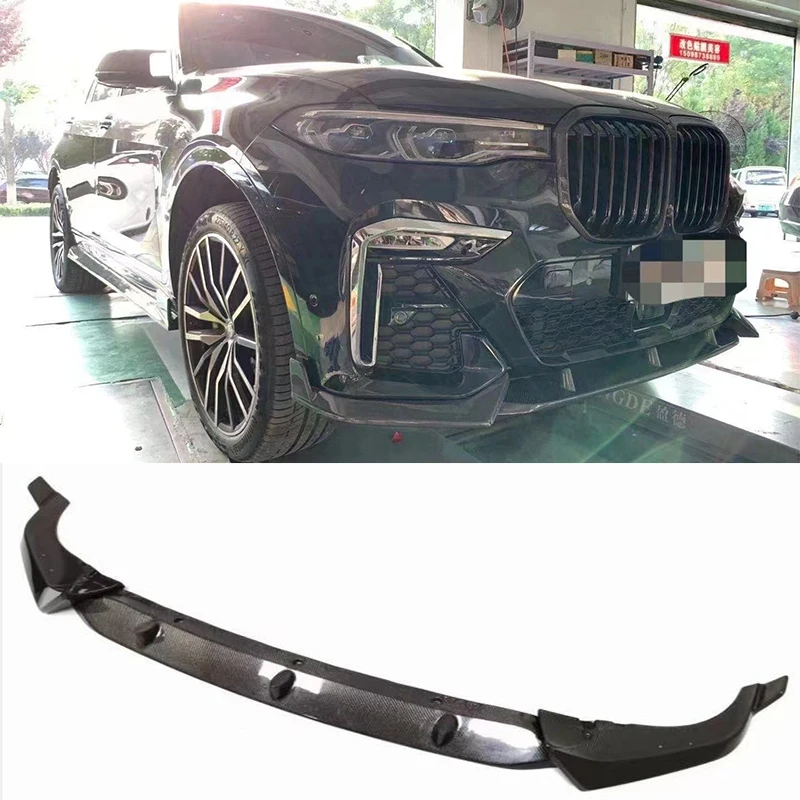 

3Pcs/Set For BMW X7 M-Sport Mtech Bumper Real Carbon Fiber Front Bumper Lip Spoiler Diffuser 2019 2022