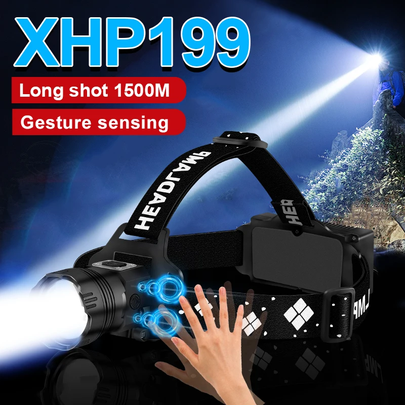 

Sensor XHP199 Most Powerful Led Headlamp XHP90 High Power Led Headlight 18650 Rechargeable Head Flashlight Fishing Head Lantern