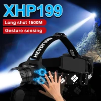 sensor xhp199 most powerful led headlamp xhp90 high power led headlight 18650 rechargeable head flashlight fishing head lantern