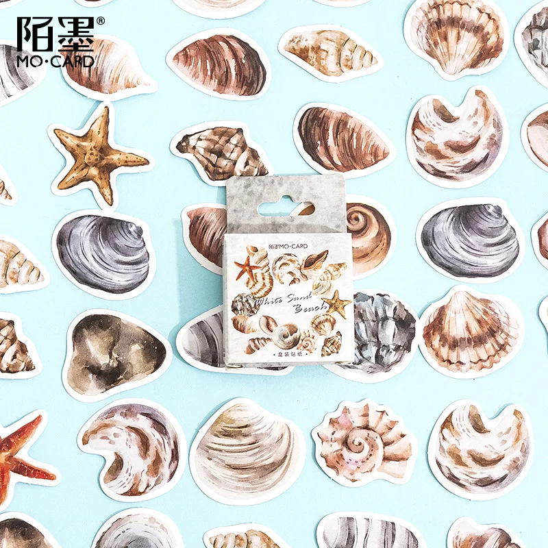 

46 pcs/set White Beach Series Paper Stickers Scrapbooking Diy Journal Stationery Sticker Aesthetic Decor Art Supplies Gift