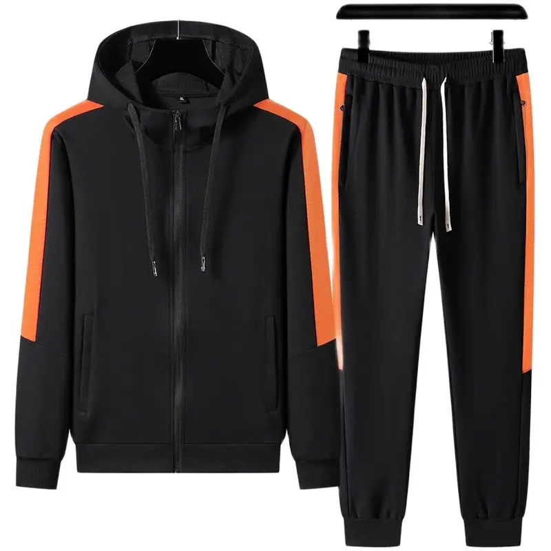 

Men Sportswear Sets Hooded Tracksuit Pants Suit Mens Sports Tracksuit Splicing Men's 2 Piece Set Sweatshirt+Sweatpants