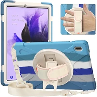 hy samsung galaxy tab s7 fe case 12 4 with shoulder strap for t730t735t736bt736n360 degree rotating kickstand