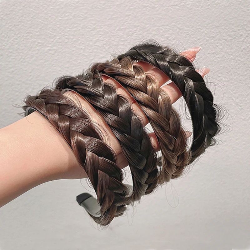 

New Braided Wig Headband for Women's Pure Hand-woven Braids Non-slip Headwear Fishbone Braid Headband Hairpin Head Accessories