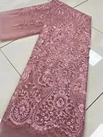 french tulle lace fabric with beades embroidery nigerian mesh lace fabrics 5 yards african lace fabric for wedding