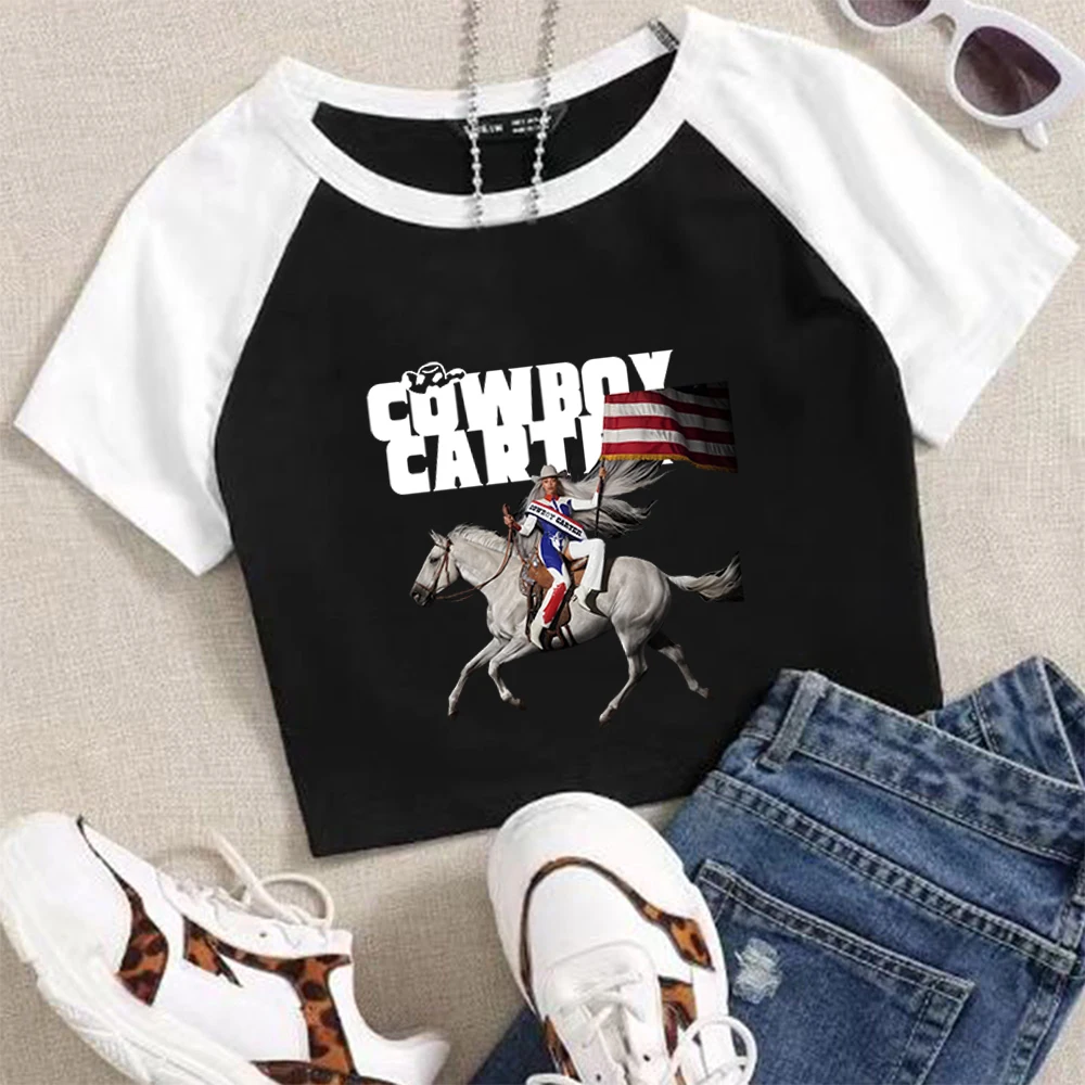 Короткая футболка Beyonce с изображением ковбоя Картера рисунком в стиле унисекс