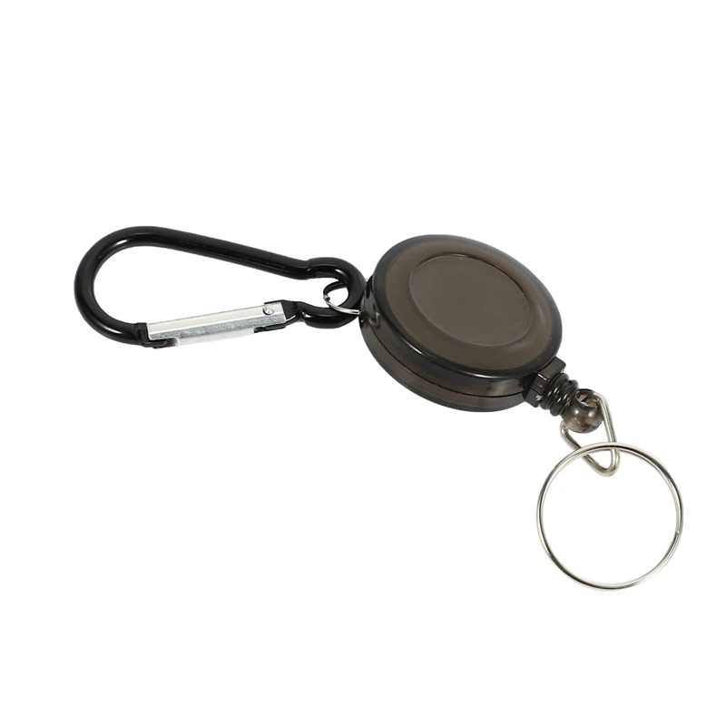 

Lot 4 Badge Holder Winder Holder Keychain Retractable Carabiner Belt Clip ID Card Card Holder-Black