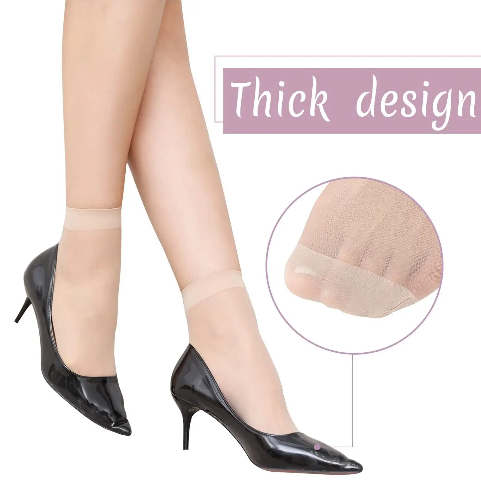 10Pairs Women Thin Socks Summer Transparent Crystal Silk Sock Black Skin Color Elastic Silky Ankle Short Socks for Girls Socks