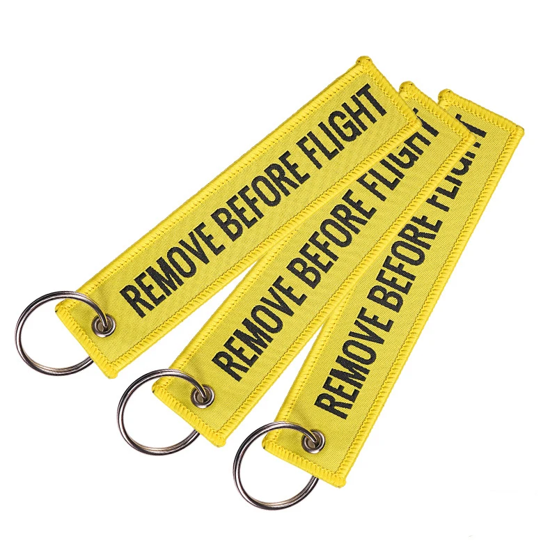 

Yellow Color BEFORE FLIGHT Letters Keychain Fashion Embroidery Aviation Gift Souvenir Keychains for Car Keyring Accessories