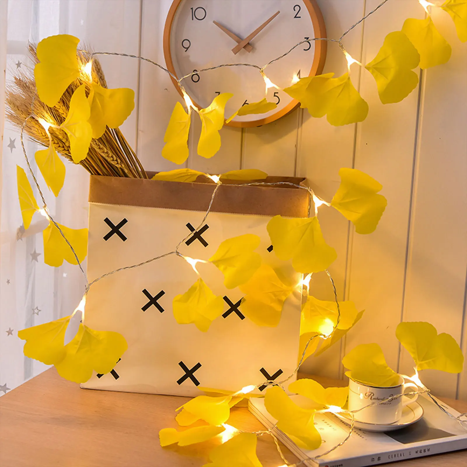 

Ginkgo Biloba LED Lights USB/Battery PVC High Flexibility Waterproof The Leaves Home Normally On Warm White Flash String