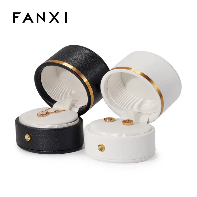 Light Luxury Jewelry Box Round Stud Earrings Box Jewelry Box High-end PU Ring Box
