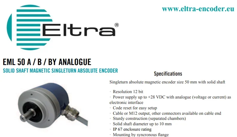Eltra-роторный абсолютный кодировщик сплошной вал однооборотный EML 50 A / B BY 4096p/r