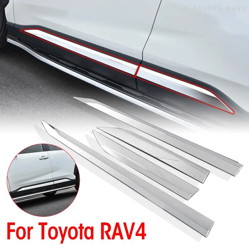 

Для Toyota RAV4 2019 2020 2021 ABS хромированный корпус двери молдинг корпус двери Защита от царапин автомобильные дверные боковые полосы отделка крышк...