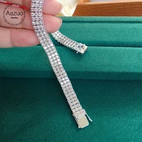 aazuo 18k solid white gold real natrual diamonds 10 5ct h si luxuly 3 lines bracelet for woman senior banquet engagement party