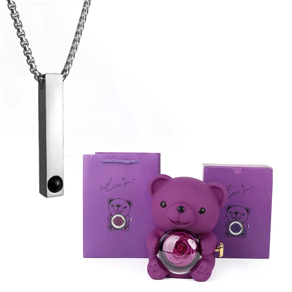 Ожерелье С Геометрическим Прямоугольным Кулоном И Розой 100-язычная Проекция