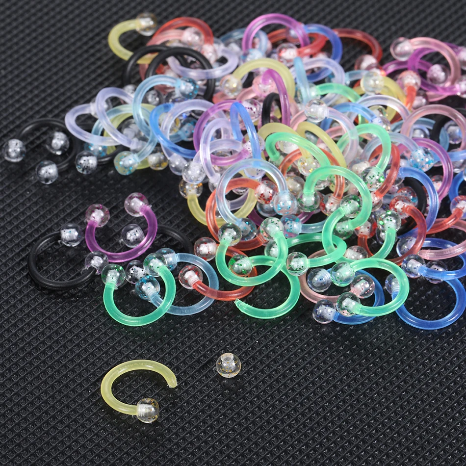 Кольцо для пирсинга 90 шт./лот акриловое украшение носа перегородки хряща губ