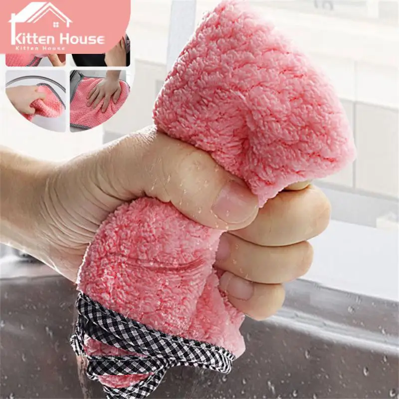 

Non Viscous Dish Cloth Non-existent Water Absorbing Table Cleaning Cloth Coral Fleece Rag Thickening Kitchen Rag Dish Towels