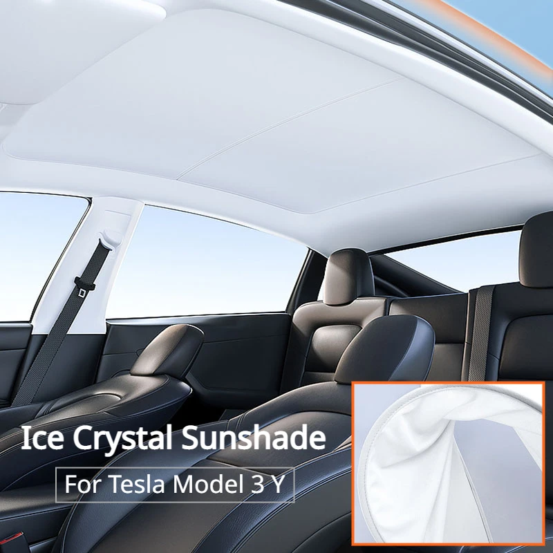 

For Tesla Model 3 Y Sunroof Sunshade Ice Crystal Sunshade Roof Split Sunscreen Thermal Insulation UV Protection Car Accessories