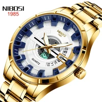 nibosi new fashion simple men watch stainless steel waterproof military quartz watches luminous date clock relogio masculino