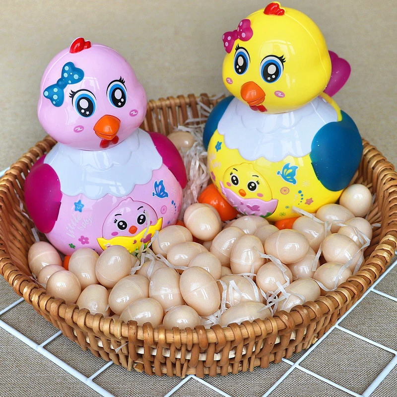 

Simulation Hen Electric Pet Laying Eggs Chick With Colorful Light And Music Roller Cute Kids Educational Cool Flashing Toys Gift