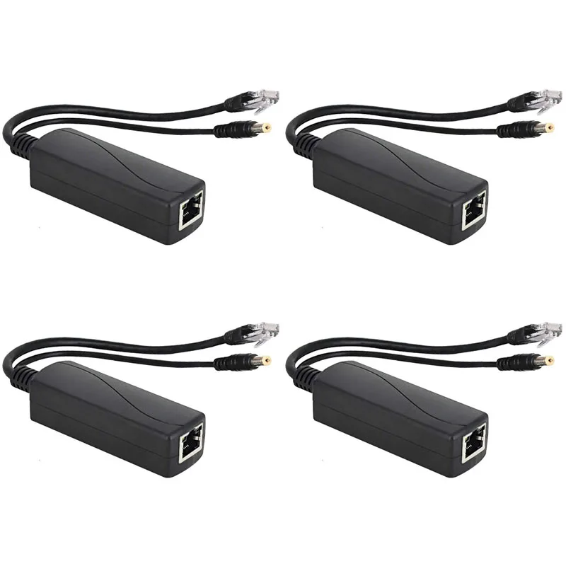 

4 Pieces Of Power Supply 12V POE SPLITTER Adapter Injector 10/100 Mbps DC 12V Output, In Line With IEEE 802.3 AF