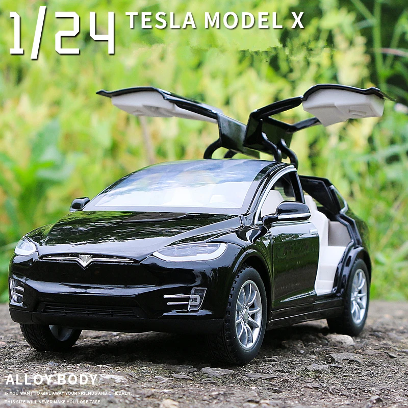 Модель автомобиля Nicce 1:24 Tesla Model X из сплава, Литые металлические игрушечные автомобили, Коллекционная модель автомобиля со звуком и искусственными драгоценностями, подарок для детей F161