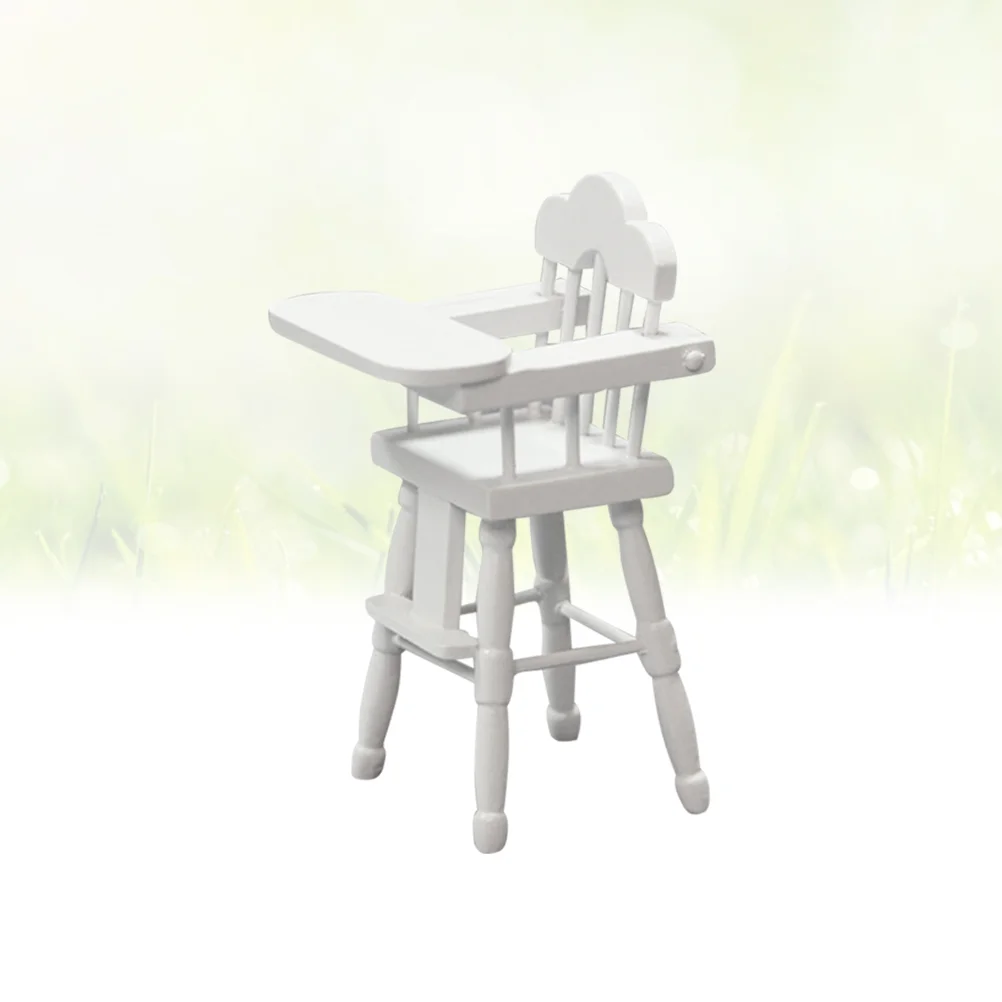 

1: 12 Scale Wooden High Chair Chair Miniature Furniture Ornaments for Plants Flowerpot