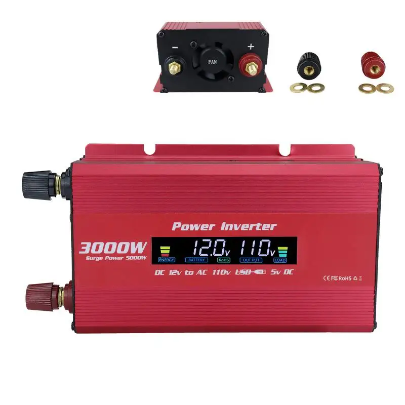 

Power Inverter Car DC 12V To 110V AC Converter 5000W USB Car Converter With Digital Display Car Charger Adapter For Truck RV Car