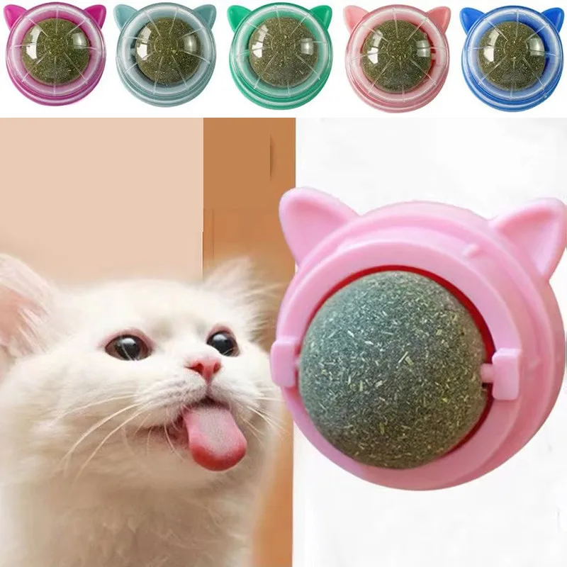 

Натуральная кошачья мята Cat Wall Stick-on Ball, игрушки, лечебные натуральные шарики для здорового пищеварения, снэки для кошек