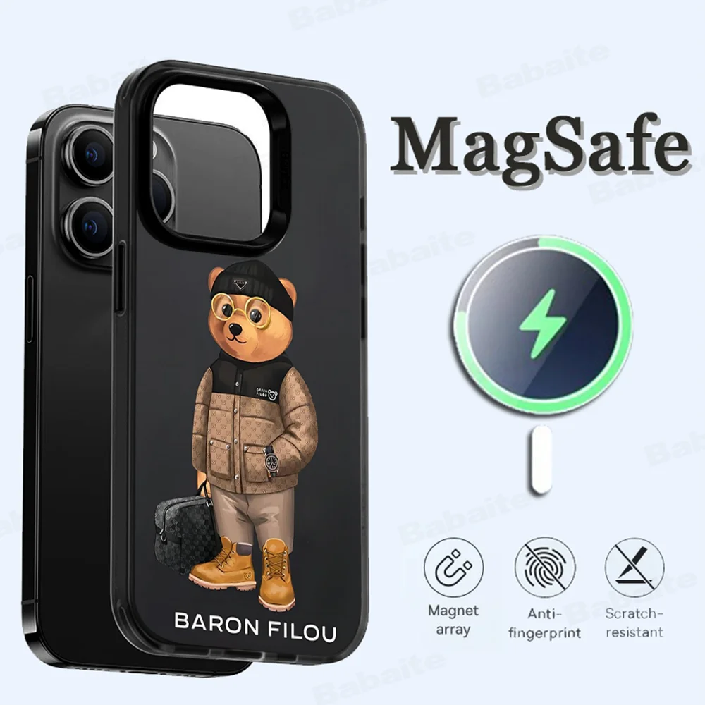 Fashion B-Baron F-Filou Bear Phone Case Magesafe Magnetic Wireless Charge For iPhone 16 11 12 13 14 15 Pro Max Plus Mini