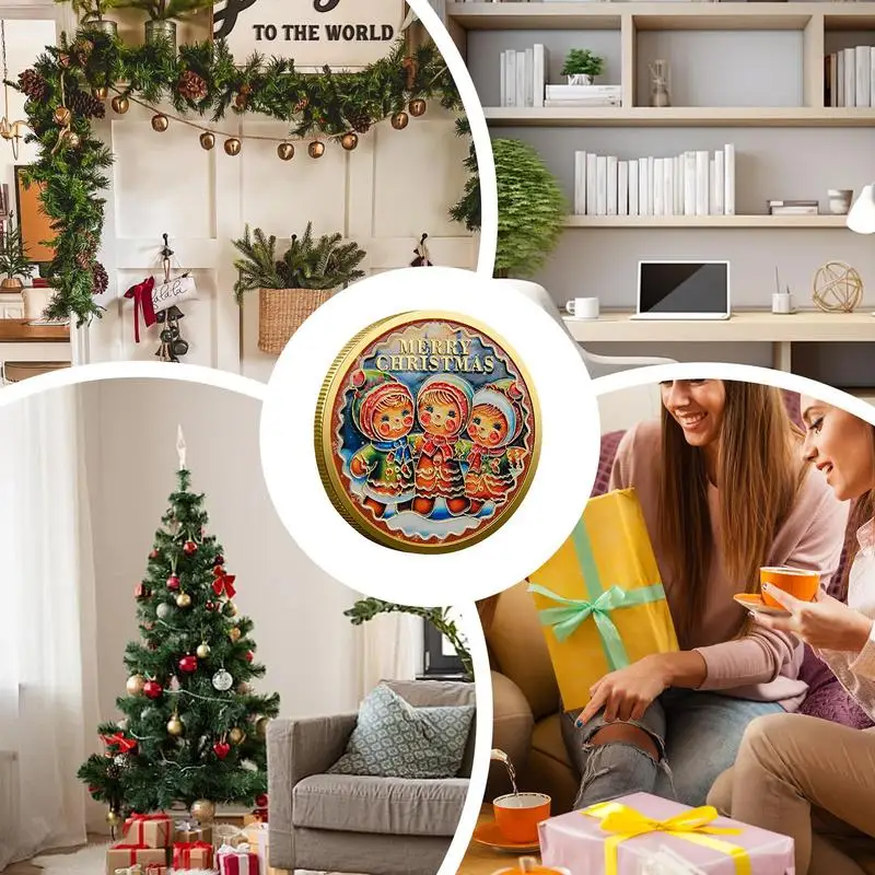 Монета Санта-Клауса счастливого Рождества двусторонняя поддельная монета